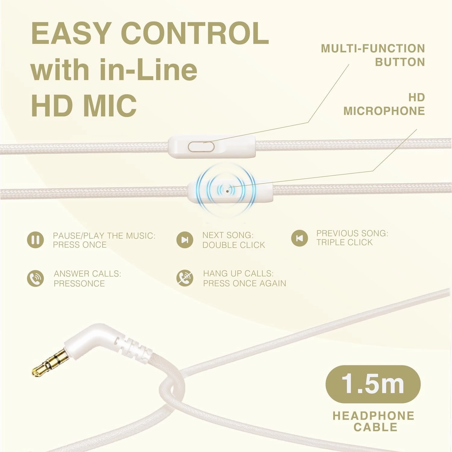 MIDOLA Wired Headphones Over-Ear Hi-Fi Sound with Microphone Adjustable Foldable, 1.5M Cord & 3.5mm Jack, Lightweight Headset for Kids Adults PC iPad Laptop Milk White