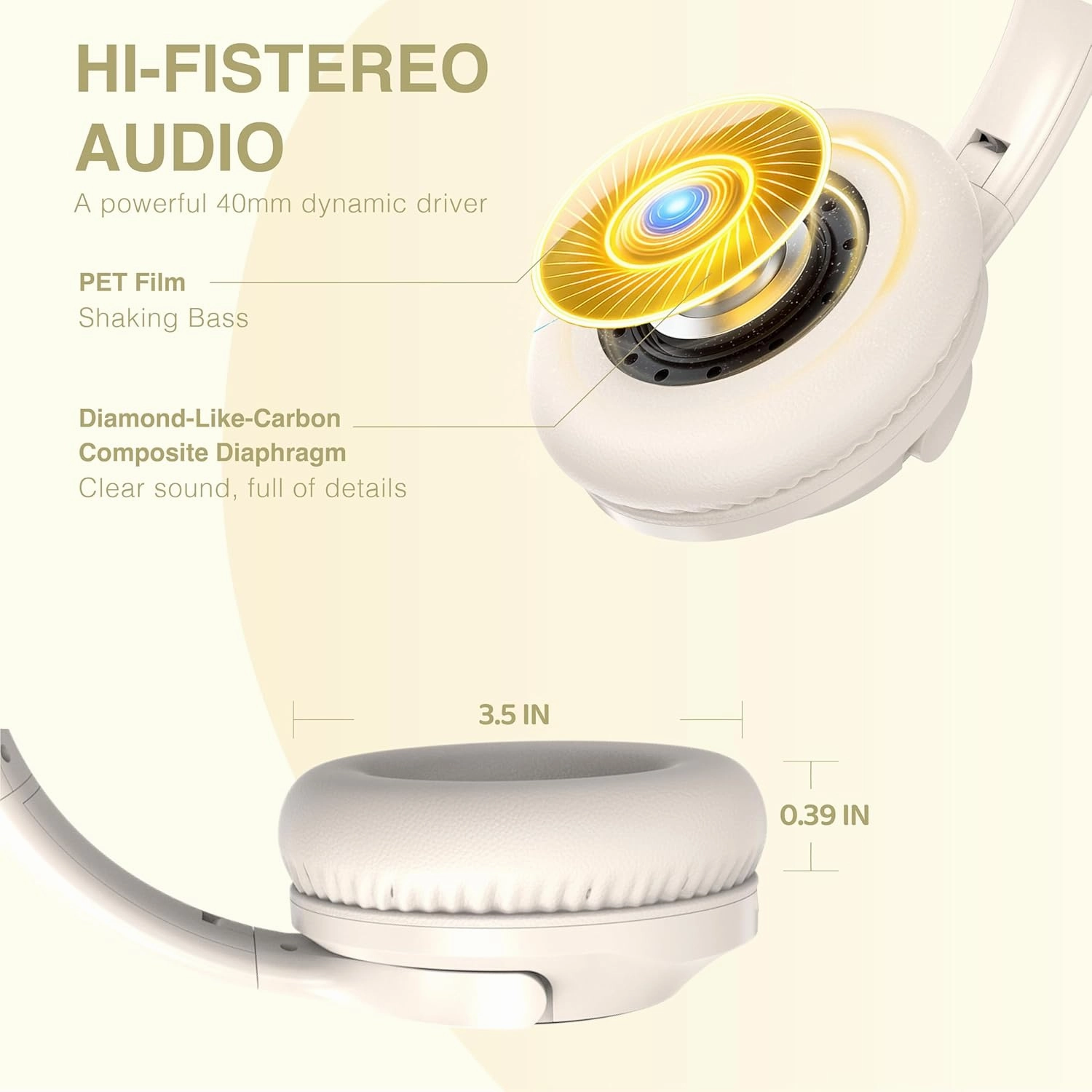 MIDOLA Wired Headphones Over-Ear Hi-Fi Sound with Microphone Adjustable Foldable, 1.5M Cord & 3.5mm Jack, Lightweight Headset for Kids Adults PC iPad Laptop Milk White
