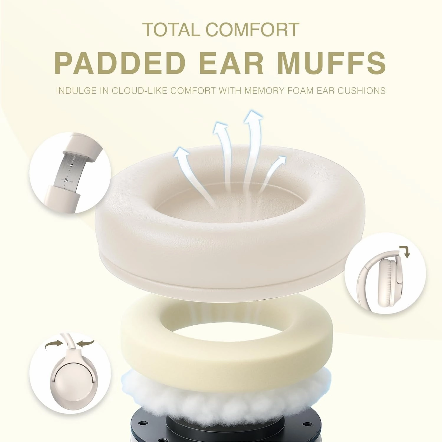 MIDOLA Wired Headphones Over-Ear Hi-Fi Sound with Microphone Adjustable Foldable, 1.5M Cord & 3.5mm Jack, Lightweight Headset for Kids Adults PC iPad Laptop Milk White