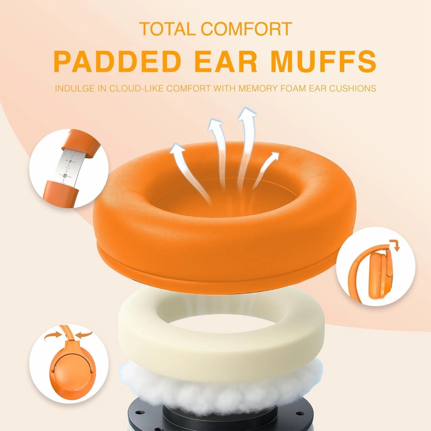 MIDOLA Wired Headphones Over-Ear Hi-Fi Sound with Microphone Adjustable Foldable, 1.5M Cord & 3.5mm Jack, Lightweight Headset for Kids Adults PC iPad Laptop Orange