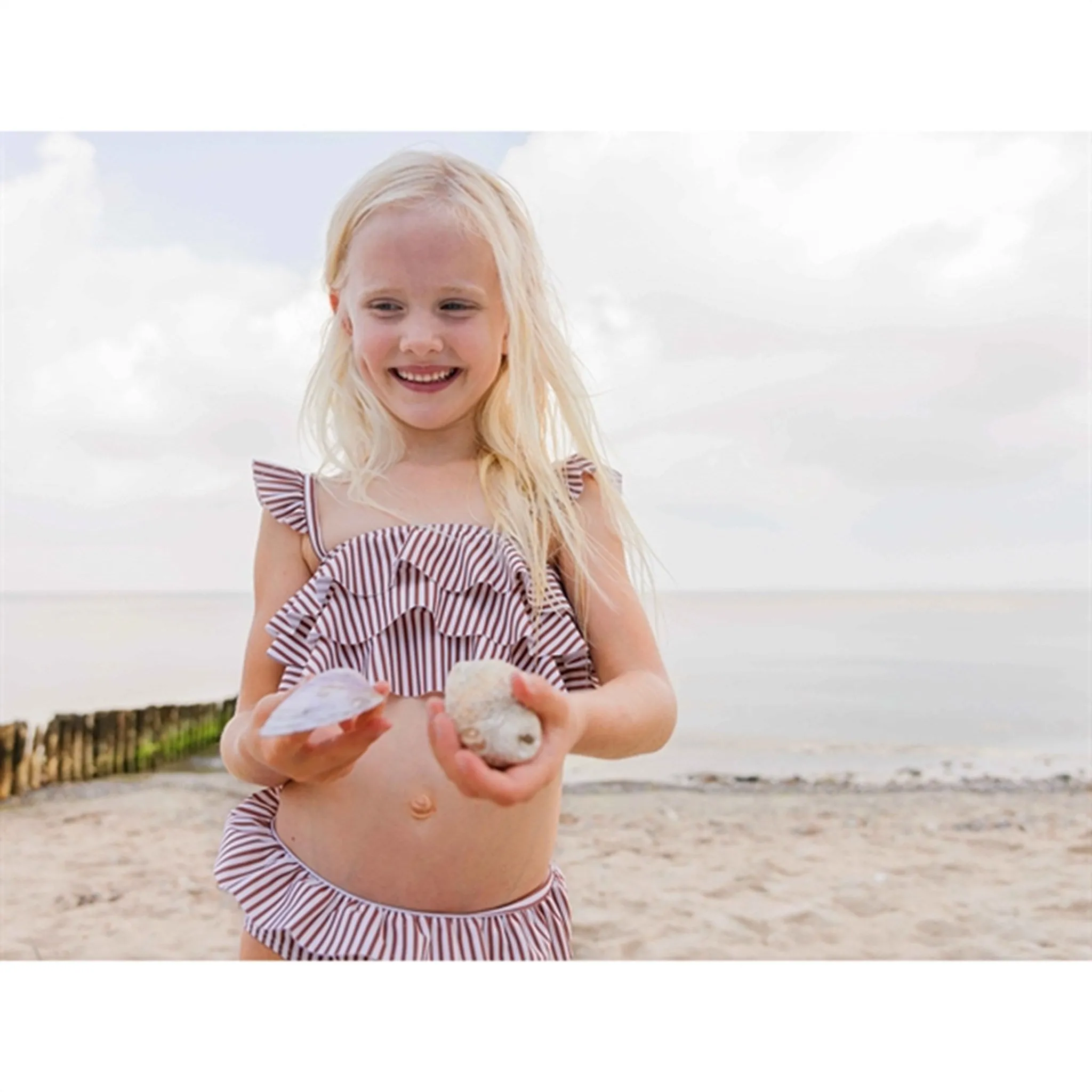 MINI A TURE Guilia Printed UV50 Bikini Acorn Brown Stripes