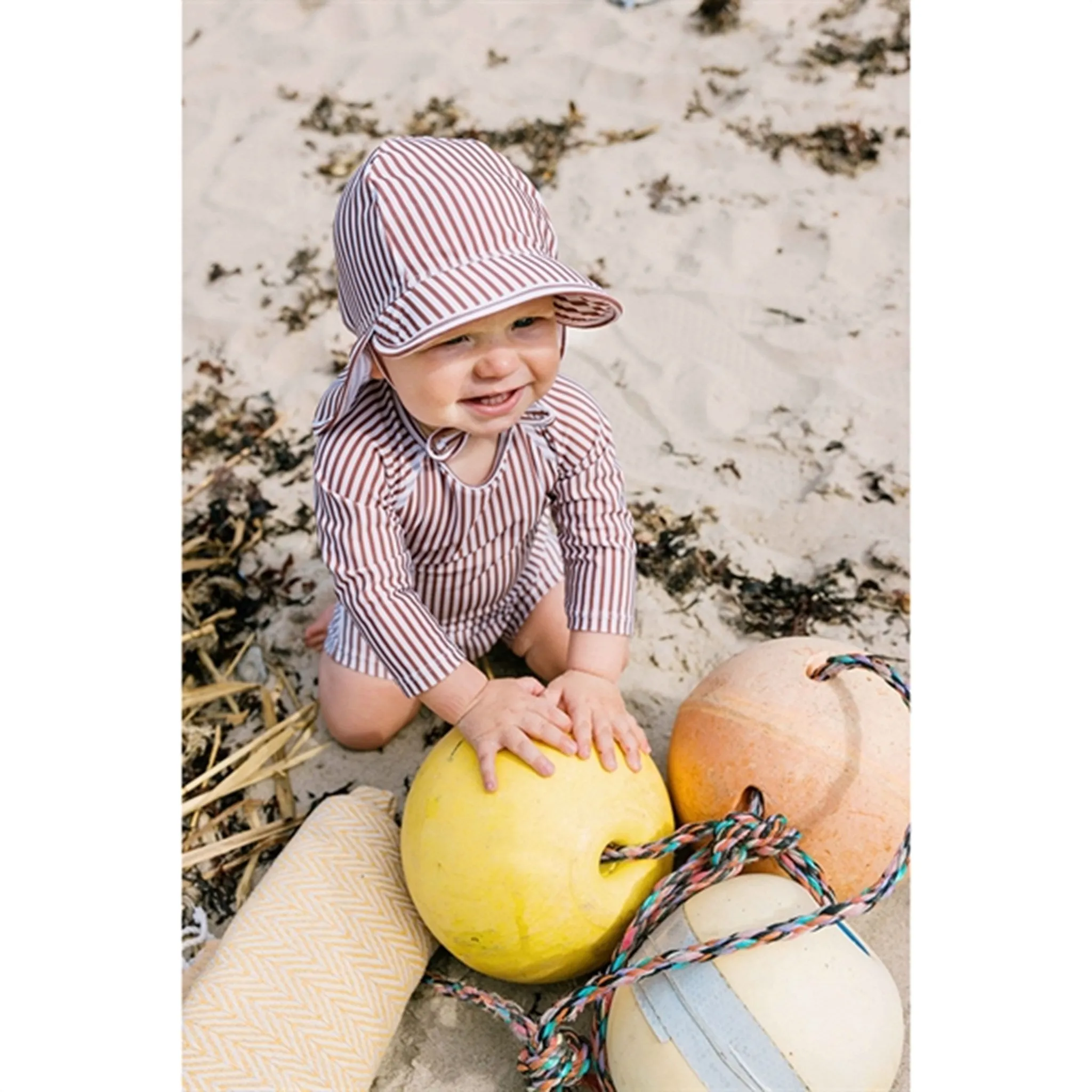 MINI A TURE Gustas Printed UV50 Sun Hat Acorn Brown Stripes