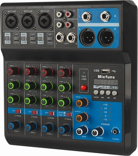 Mini audio DJ mixer Sound Board Console System,5 Channel 48V Phantom Power with Bluetooth USB MP3 Stereo live DJ Studio Streaming for professional recording party KTV stage mixer console,audio mixing desk,DJ console,