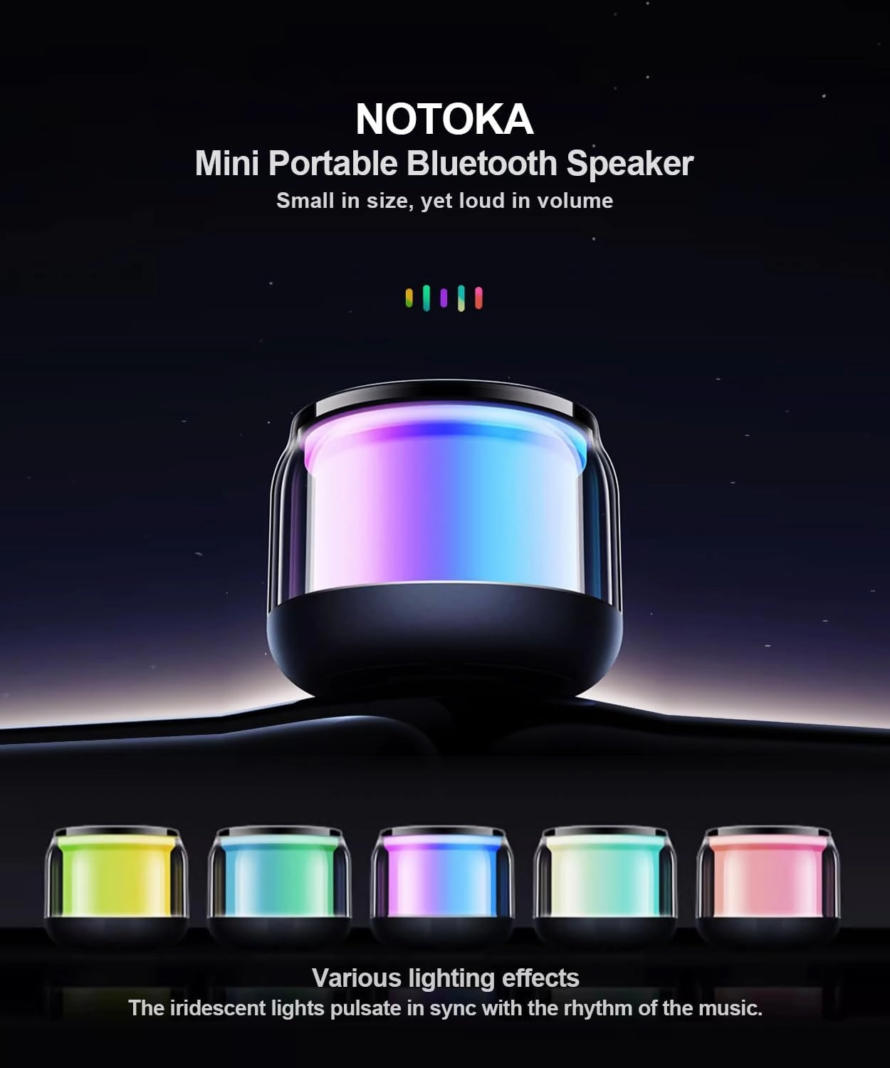 Mini Portable Bluetooth Speakers Wireless,TWS Pairing Small Bluetooth Speakerwith Lights and Lanyard,Gifts for Women/Girls, Boys and Kids for Christmas