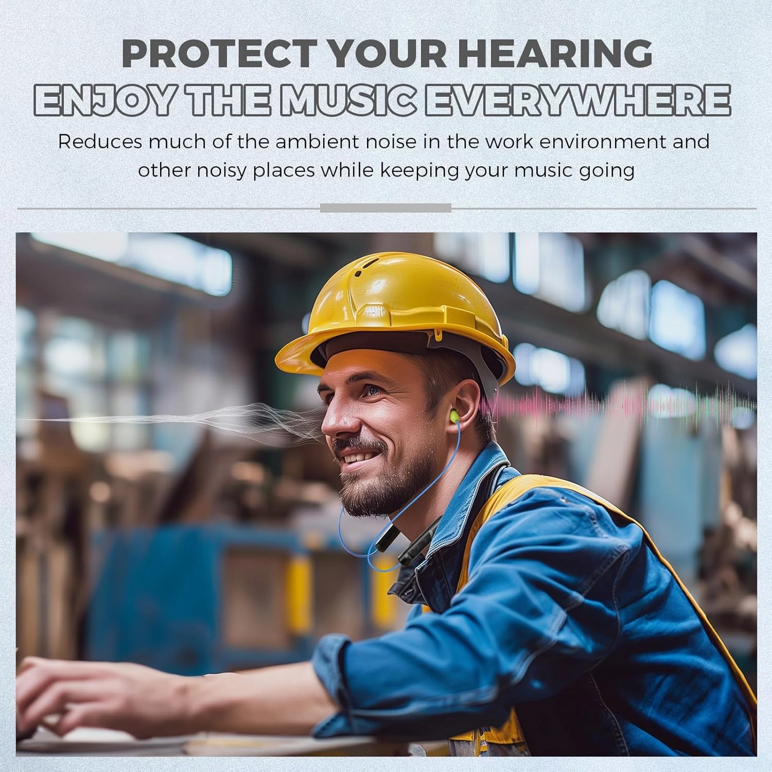 MIPEACE Bluetooth Earplug Headphones, Neckband Wireless Earbuds earplugs-29db Noise Reduction isolating in-Ear earplug Earphones with Controls,IPX5 sweatproof,19 Hour Battery(Blue Green)