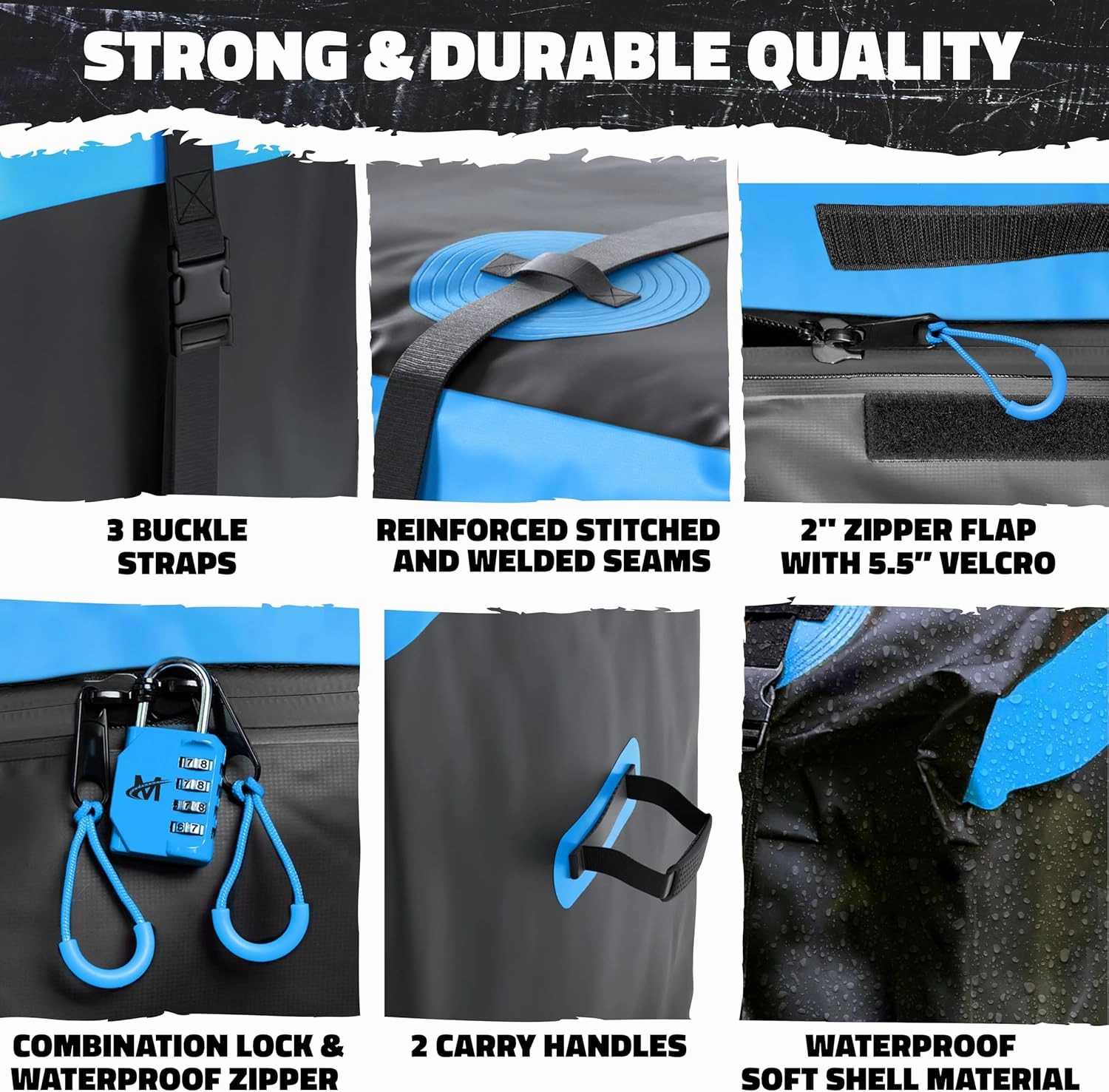 Mockins 25 Cu.Ft. Large Trailer Hitch Cargo Carrier Bag | 60"x24"x31" Soft-Shell Vinyl Cargo Bag for Hitch Carrier | Weatherproof Car Storage Bag | Waterproof Truck Bed Storage Set w/Accessories