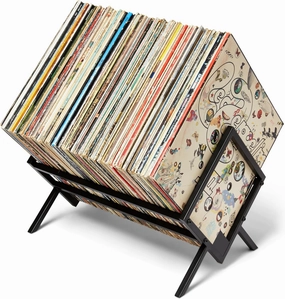 MODERN VINYL Record Storage Racks - Easy Assembly Vinyl Record Holder Stand 100 Lps | Sleek Matte Black LP Holder Stand | Multiuse Vinyl Storage Rack | Storage Rack for Books Magazines Files vinyl storage,record holder,LP organizer,