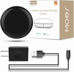 MOES WiFi Smart IR Remote Controller Smart Home Infrared Universal Remote Blaster,One for All Control AC TV DVD CD AUD SAT etc,Compatible with Alexa and Google Assistant,No Hub Required smart audio hub,voice control speaker,Alexa compatible audio,