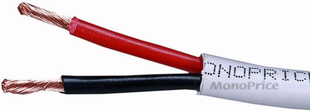 Monoprice 103844 250ft 12AWG CL2 Rated 2-Conductor Loud Speaker Cable (for In-Wall Installation), White wireless speakers,portable Bluetooth speaker,multiroom speaker,