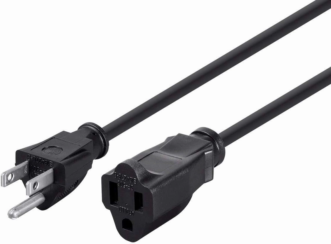 Monoprice 105300 10ft 16AWG Power Extension Cord Cable, 13A (NEMA 5-15P to NEMA 5-15R), Black - 13A power cord,hi-fi power cable,AC power lead,