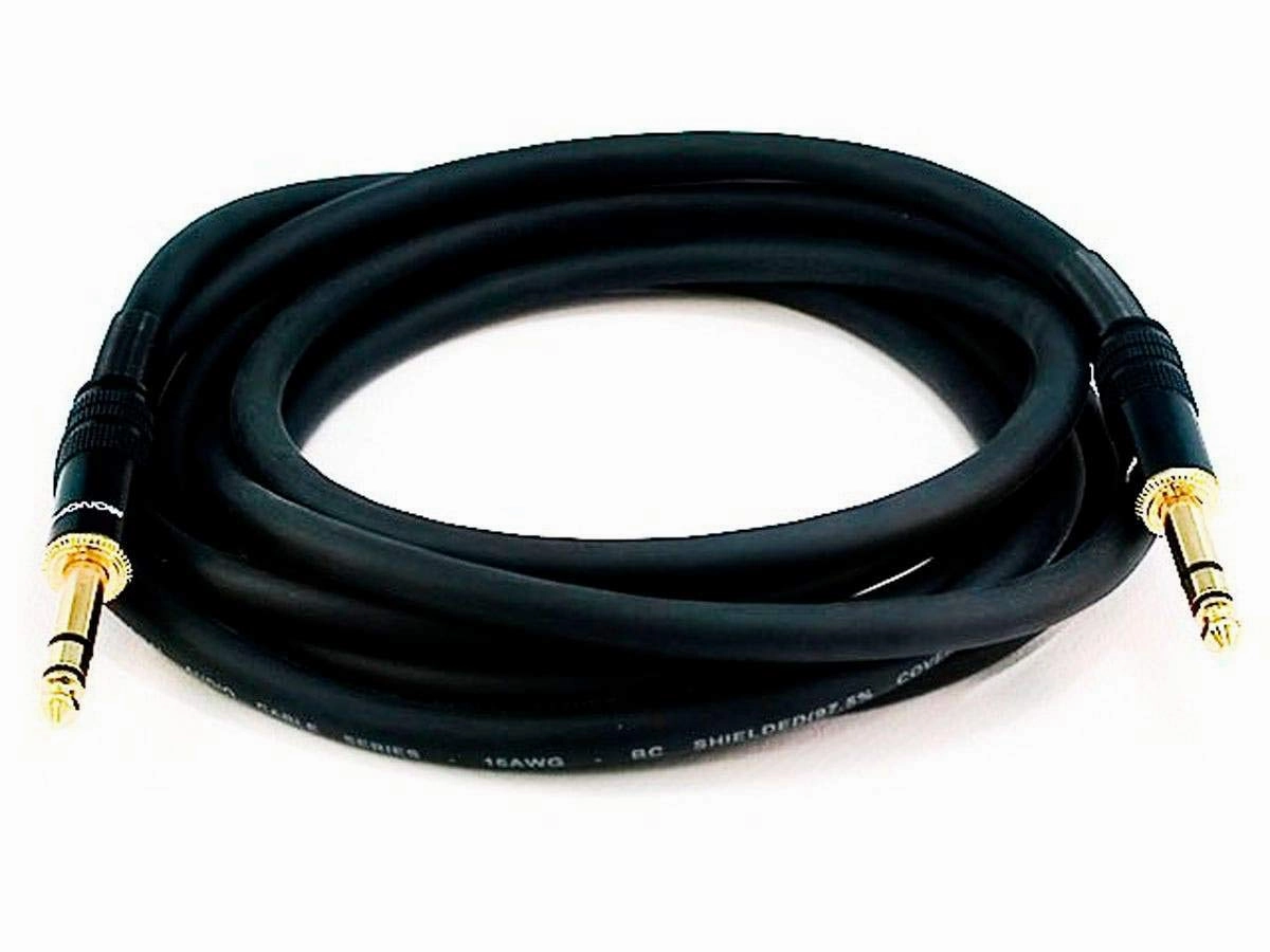 Monoprice 1/4-Inch TRS Male to Male Cable - 25 Feet - Black, 16AWG, Gold Plated - Premier Series