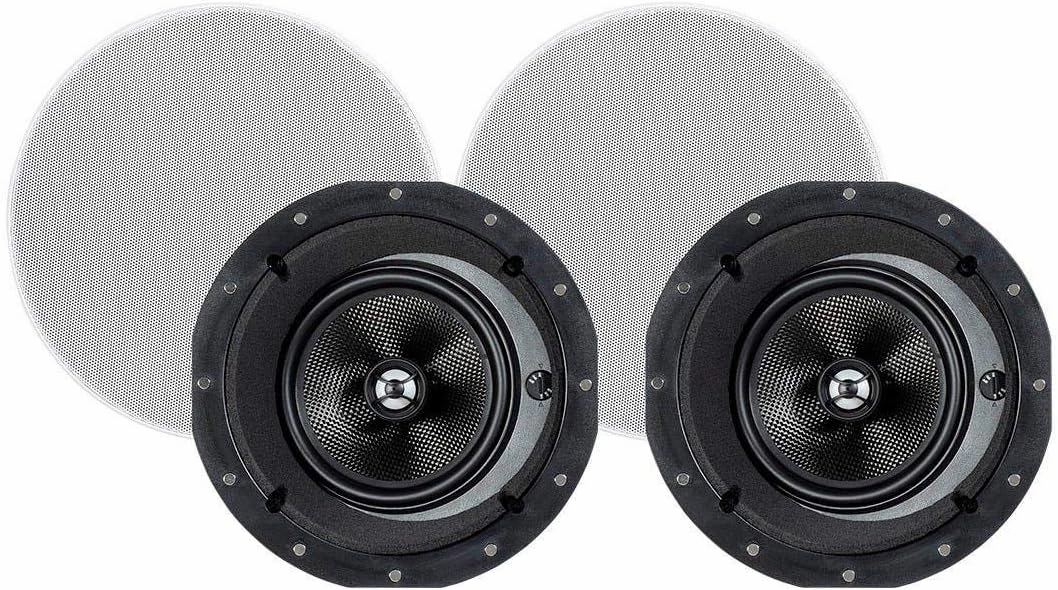 Monoprice 2-Way Carbon Fiber In-Ceiling Speakers - 6.5 Inch With 15 Degree Angled Drivers (Pair) - Alpha Series soundbar,TV speaker bar,home theater soundbar,
