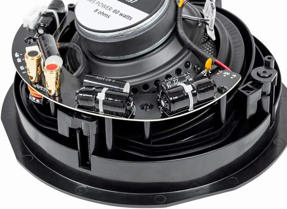 Monoprice 2-Way Carbon Fiber In-Ceiling Speakers - 6.5 Inch With 15 Degree Angled Drivers (Pair) - Alpha Series