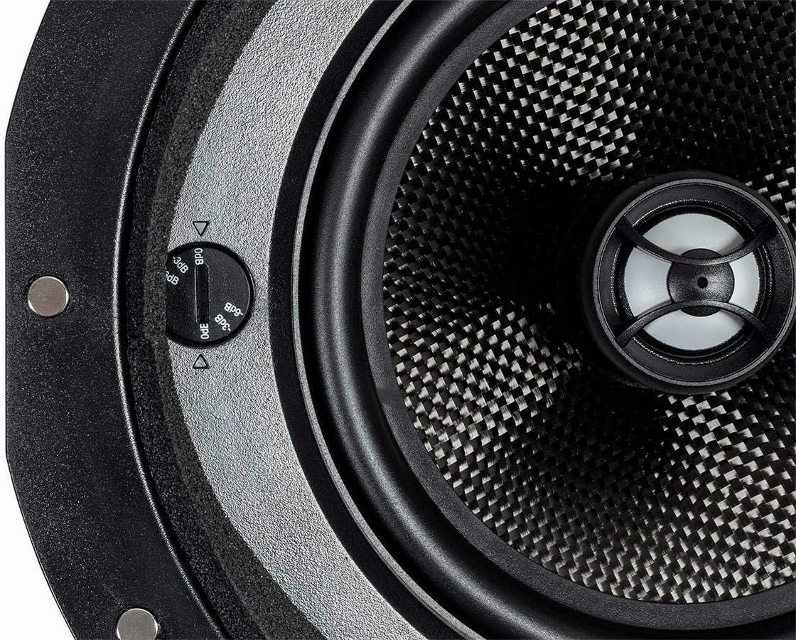 Monoprice 2-Way Carbon Fiber In-Ceiling Speakers - 6.5 Inch With 15 Degree Angled Drivers (Pair) - Alpha Series