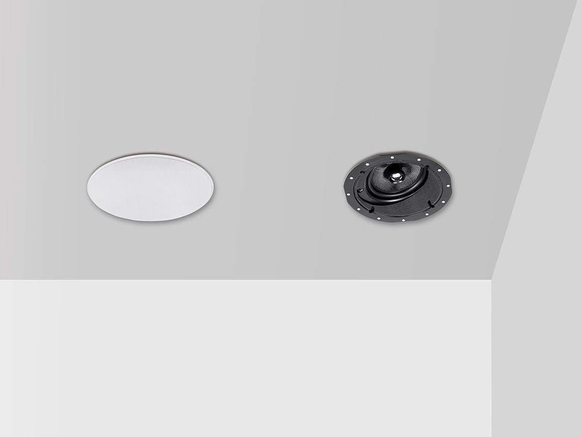 Monoprice 2-Way Carbon Fiber In-Ceiling Speakers - 6.5 Inch With 15 Degree Angled Drivers (Pair) - Alpha Series