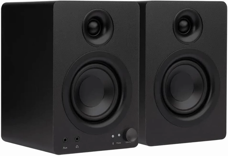 Monoprice DT-3BT 50-Watt Multimedia PC Desktop Powered Speakers with Bluetooth, for Home, Office, Gaming, or Entertainment Setup, Black bookshelf speakers,compact stereo speakers,hi-fi shelf speakers,