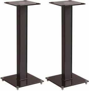 Monoprice Elements Speaker Stand - 28 Inch Pair, Cable Management, Strong Tempered Glass Base with Floor Spikes, Black speaker stands,monitor stands,floor speaker holders,