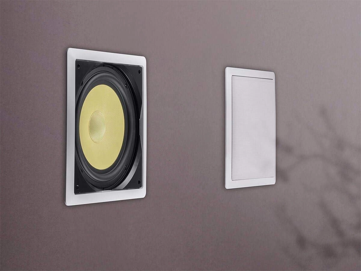 Monoprice Fiber In-Wall Speaker - 10 Inch, 300W Subwoofer, Easy Installation And Paintable Grill - Caliber Series