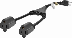 Monoprice Power Cord Splitter - 15 Amp (NEMA 5-15P to 2x NEMA 5-15R), UL Certified, 14AWG, 1.2 Feet, Black power cord,hi-fi power cable,AC power lead,