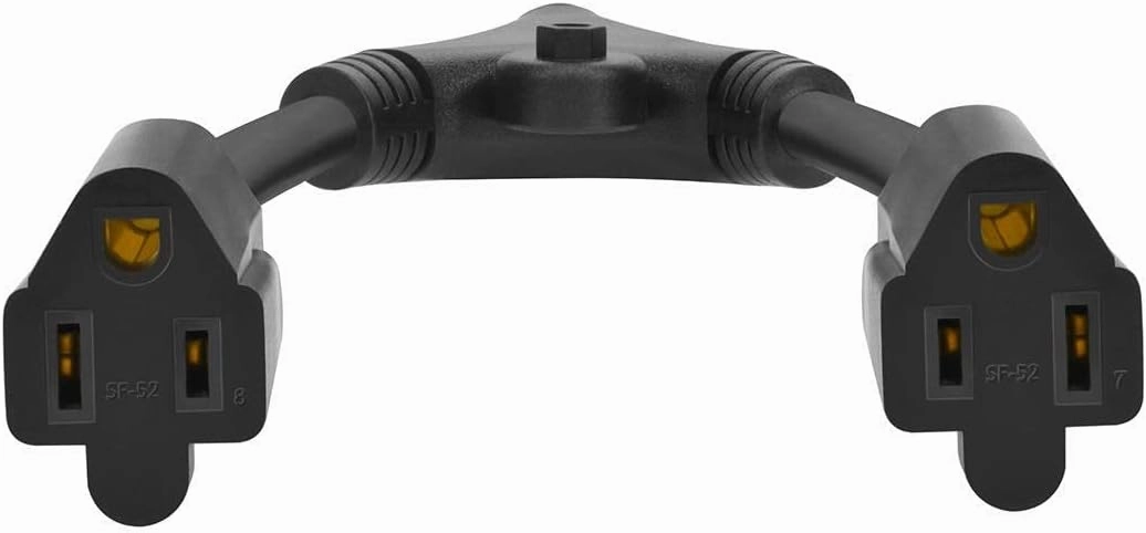 Monoprice Power Cord Splitter - 15 Amp (NEMA 5-15P to 2x NEMA 5-15R), UL Certified, 14AWG, 1.2 Feet, Black