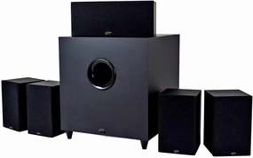 Monoprice Premium 5.1 Channel Home Theater System with Subwoofer - 100 Watt Speakers, 200 Watt Subwoofer, Black surround sound system,cinema audio kit,5.1 surround package,