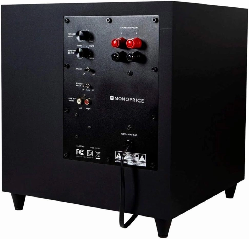 Monoprice Premium 5.1 Channel Home Theater System with Subwoofer - 100 Watt Speakers, 200 Watt Subwoofer, Black