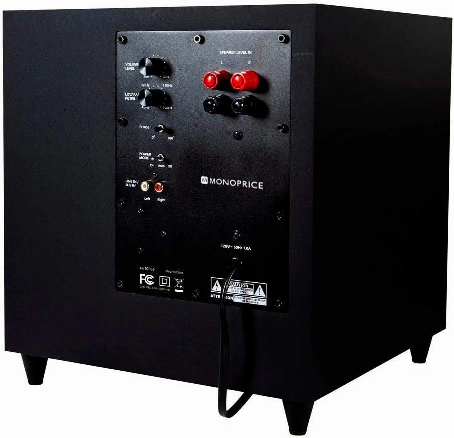 Monoprice Premium 5.1 Channel Home Theater System with Subwoofer - 100 Watt Speakers, 200 Watt Subwoofer, Black