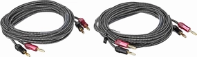 Monoprice Premium Braided Speaker Wire 14AWG - With Gold Plated Banana Plug Connectors - Affinity Series, 2 Pack, 10 Feet speaker cable,audio wire,hi-fi speaker cord,