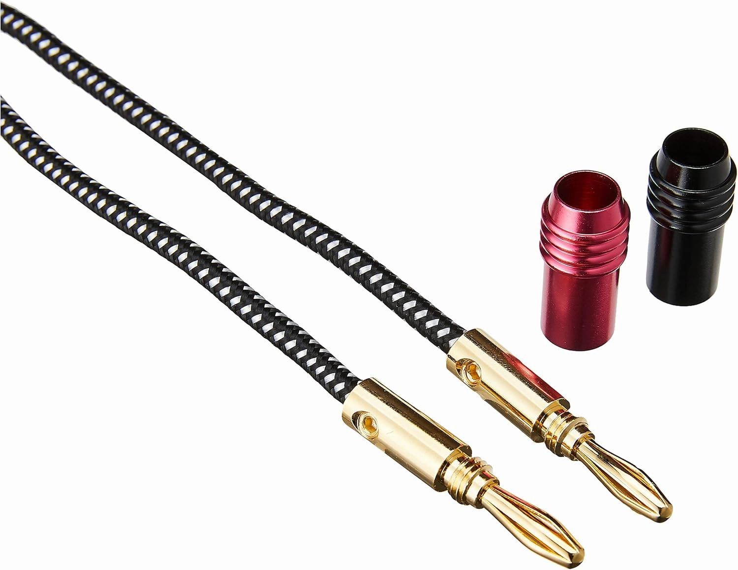 Monoprice Premium Braided Speaker Wire 14AWG - With Gold Plated Banana Plug Connectors - Affinity Series, 2 Pack, 10 Feet