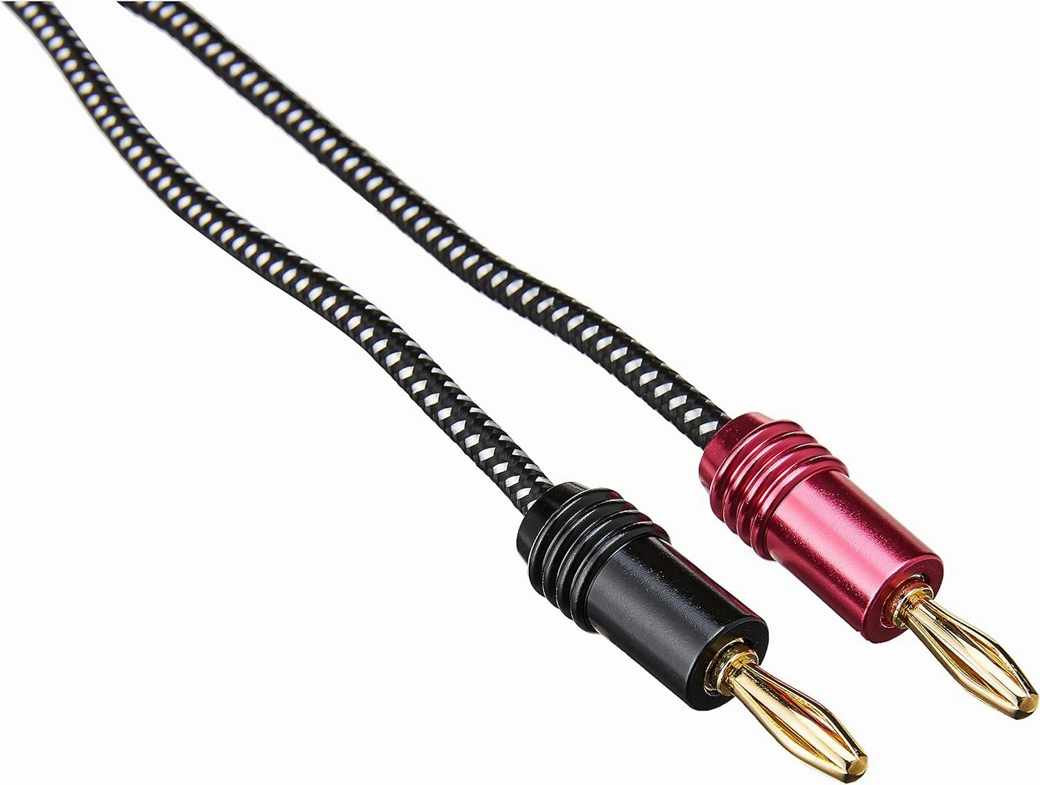 Monoprice Premium Braided Speaker Wire 14AWG - With Gold Plated Banana Plug Connectors - Affinity Series, 2 Pack, 10 Feet