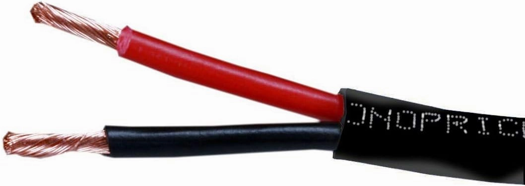 Monoprice Speaker Wire - CL2 Rated, 2-Conductor, Color Coded, 14AWG, 100 Feet, Black speaker cable,audio wire,hi-fi speaker cord,