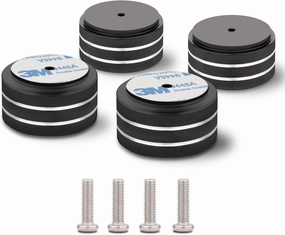 Monosaudio 4Pcs 40x20mm Speaker Isolation Feet Single-sided 3M Adhesives Speaker Spike Pads with Non-Slip Rubber Rings for Audio,Speakers, Subwoofers, Home Theater, Turntable DAC Feet Pad(Black Color) isolation pads,speaker feet,vibration dampeners,