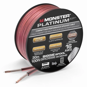 Monster 16 AWG Speaker Wire: Advanced Performance XP Speaker Cable 100 FT Spool with Oxygen Free Copper (OFC) Audio Wire Construction - Easy to Strip & Install Speaker Cables speaker cable,audio wire,hi-fi speaker cord,