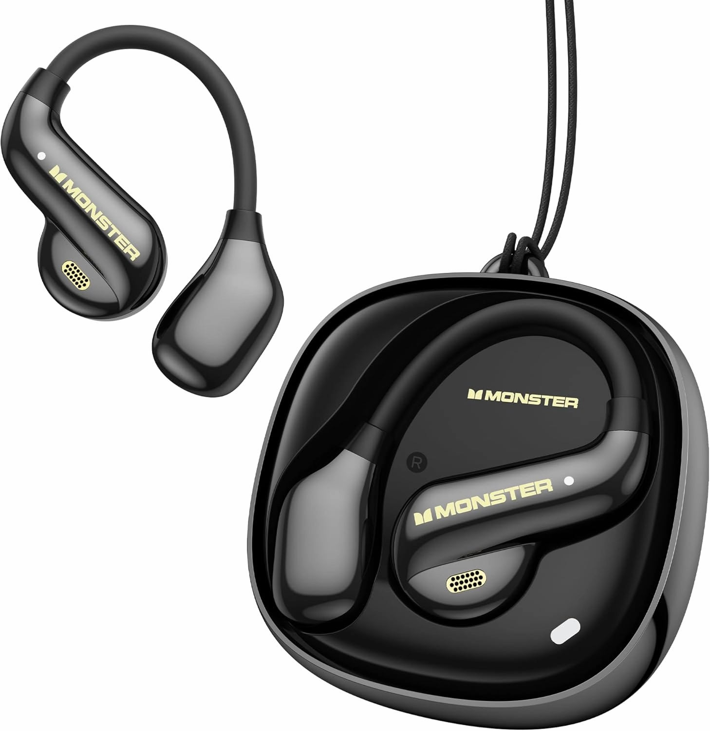 Monster Open Ear AC390 Headphones, Bluetooth 6.0 Earbuds with Stereo Sound, Wireless Headphones 24H Playtime, IPX5 Waterproof, Rotating Charging Case with Lanyard, Ultra-Light Open Ear Earbuds wireless earbuds,Bluetooth earphones,true wireless stereo,