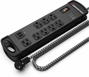 Monster Pro MI Professional Surge Protector Power Strip with Fireproof MOV Technology for Computers, Amplifiers, Pedal Boards, and Pro Audio Gear - 1960 Joule, 15 ft Cord, 8 Outlet, 2 USB power amplifier,stereo amp,hi-fi power amp,