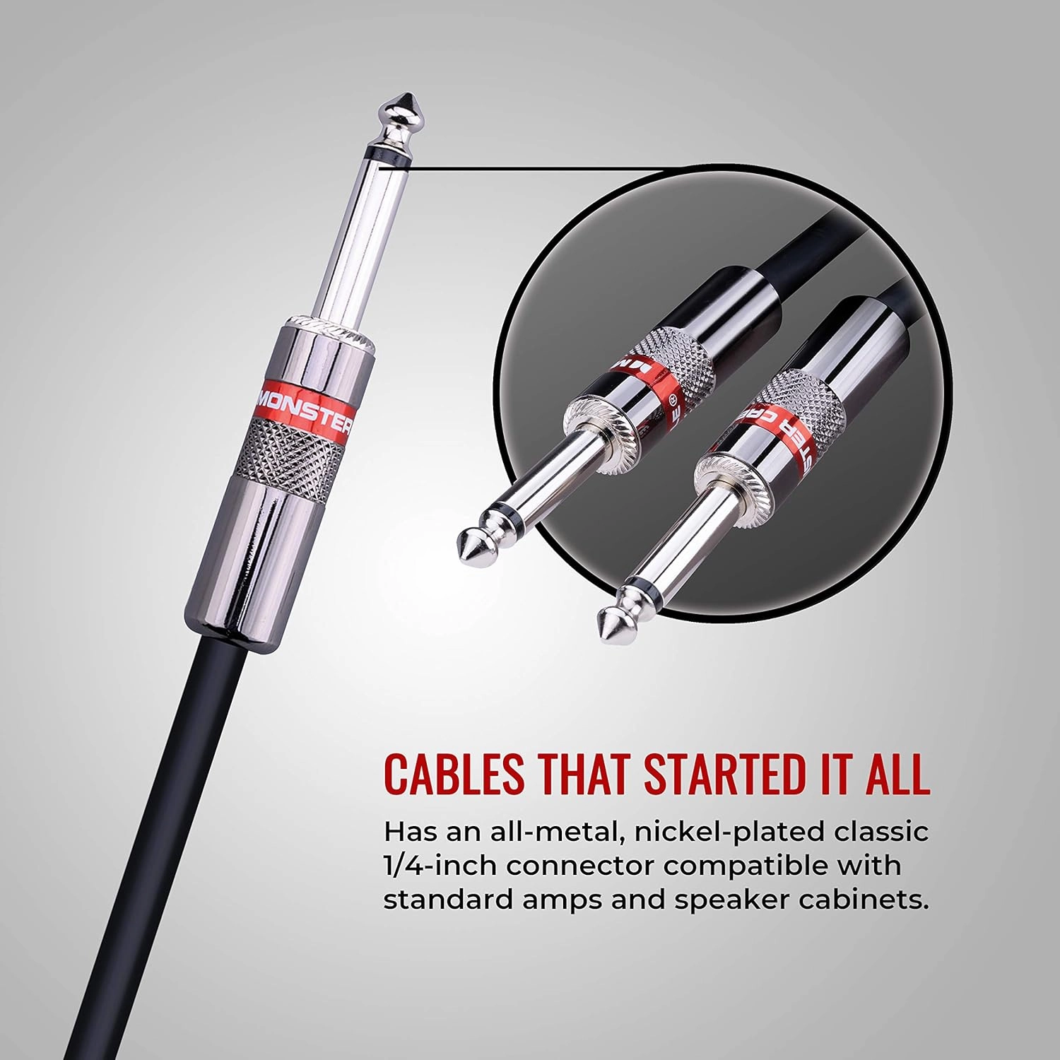 Monster Prolink Classic Speaker Cable - 25FT Straight to Straight Instrument Cable - Straight 1/4-Inch Plugs - Guitar Cord w/Superior Signal Transfer, Noise Reduction, Duraflex Outer Jacket