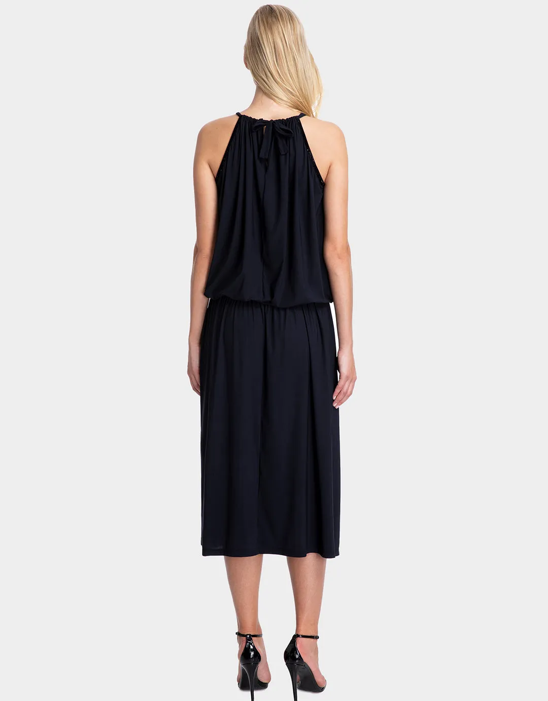 Moonlight Glow Halter Dress - Black