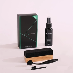 Mopiano Record Cleaning Kit|Complete 4-in-1 Vinyl Record Cleaner for Albums|Includes Soft Velvet Vinyl Record Brush,LP Cleaning Liquid,Stylus Brush,Nylon Brush record cleaning kit,vinyl cleaner,stylus brush set,