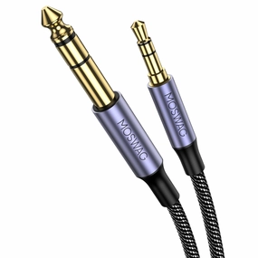 MOSWAG 3.5mm to 6.35mm TRS Stereo Audio Cable 6.6FT/2Meter,6.35 1/4" Male to 3.5 1/8" Male Aux Jack for iPod,Laptop,Home Theater Devices,Amplifiers and More home cinema system,5.1 home theater,surround sound package,