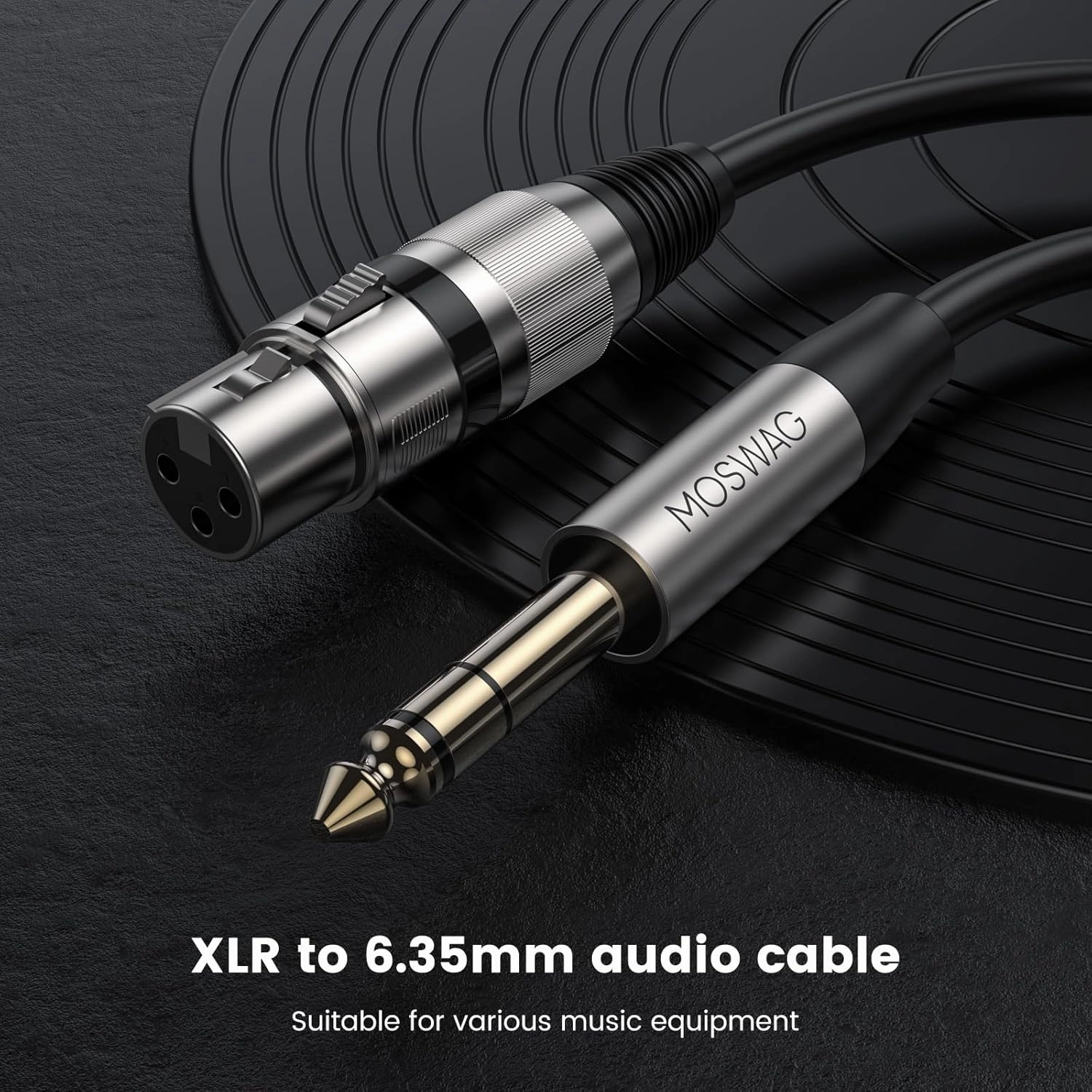MOSWAG XLR Female Balanced Interconnect Quarter TRS Microphone Cable 1M/3.28FT for Dynamic Microphone, Speaker, Microphone Amplifier,Audio Sound Consoles,Mixer