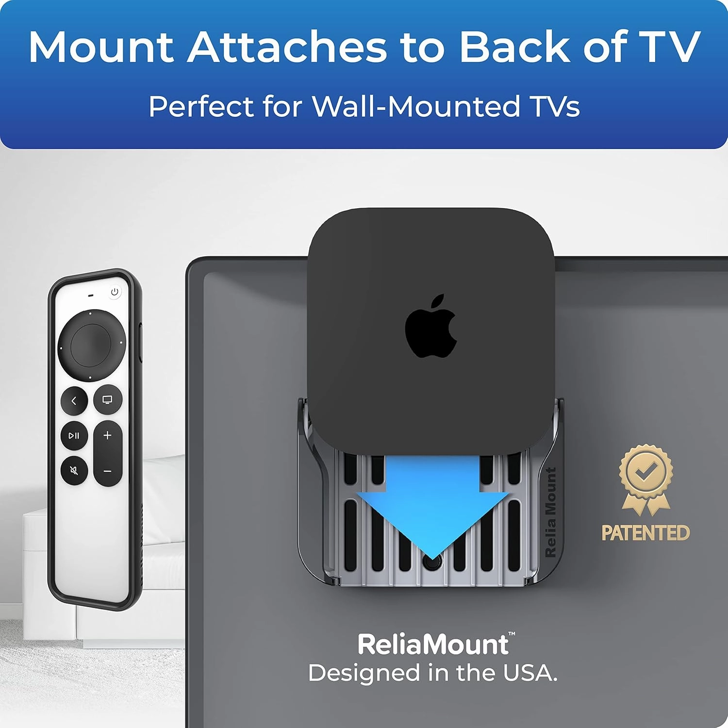Mount for Apple TV (Black and Dark Gray Apple TV Mount Plus Black Case)
