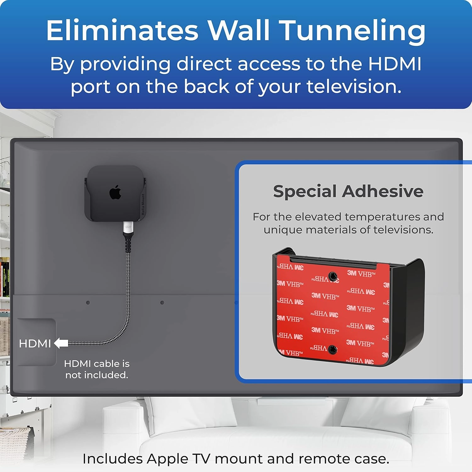 Mount for Apple TV (Black and Dark Gray Apple TV Mount Plus Black Case)