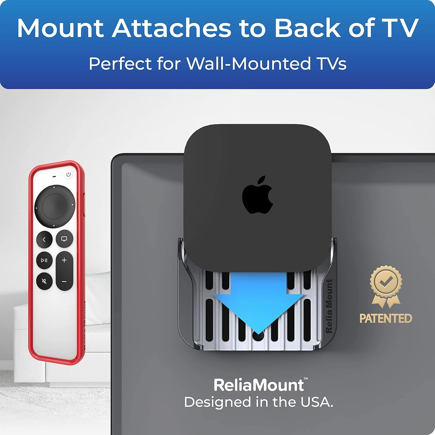 Mount for Apple TV (Black and Light Gray Apple TV Mount Plus Red Case)
