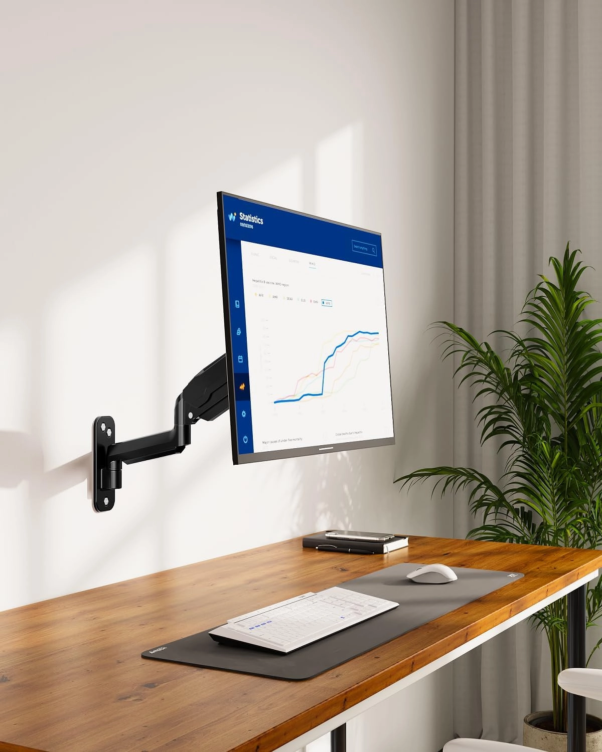 MOUNT PRO Single Monitor Wall Mount for 13 to 32 Inch Computer Screens, Gas Spring Monitor Arm Holds Up to 17.6lbs, Full Motion Adjustable Wall Bracket, VESA Mount 75x75, 100x100, Black