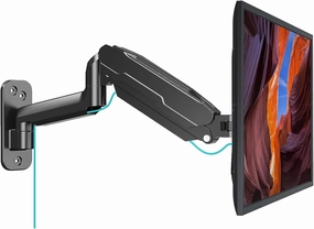 MOUNT PRO Single Monitor Wall Mount for 13 to 32 Inch Computer Screens, Gas Spring Monitor Arm Holds Up to 17.6lbs, Full Motion Adjustable Wall Bracket, VESA Mount 75x75, 100x100, Black speaker wall mount,audio bracket,AV wall mounting,
