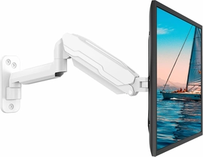 MOUNT PRO Single Monitor Wall Mount for 13 to 32 Inch Computer Screens, Gas Spring Monitor Arm Holds Up to 17.6lbs, Full Motion Adjustable Wall Bracket, VESA Mount 75x75, 100x100, White speaker wall mount,audio bracket,AV wall mounting,