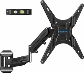 MOUNTUP Height Adjustable TV Wall Mount for 26-55 Inch TVs, Gas Spring Full Motion Articulating TV Bracket with Smooth Swivel Tilt & Safe Corner Installation, 400x400mm VESA, 11-66 lbs, Matte Black speaker wall mount,audio bracket,AV wall mounting,