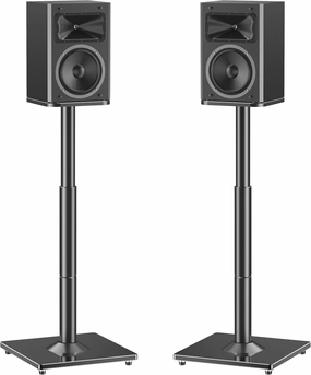 MOUNTUP Universal Speaker Stands Pair 28.3" to 37.4" Height Adjustable Floor Speaker Stands, Holds Bookshelf & Satellite Speaker Large Speaker, Up to 22LBS Cable Concealing 9.8" Plate Black MU9132-L bookshelf speakers,compact stereo spea