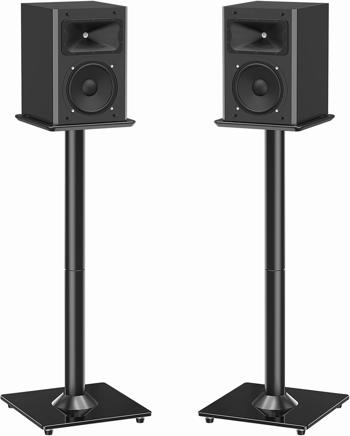 MOUNTUP Universal Speaker Stands Pair for Surround Sound, 31" Height Floor Speaker Stands, Holds Bookshelf Speaker Satellite Speaker Large Speaker, Up to 22LBS Cable Concealing 9.8" Plate Black MU9132 bookshelf speakers,compact stereo speakers,hi