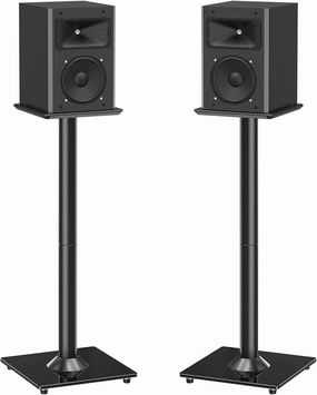 MOUNTUP Universal Speaker Stands Pair for Surround Sound, 31" Height Floor Speaker Stands, Holds Bookshelf Speaker Satellite Speaker Large Speaker, Up to 22LBS Cable Concealing 9.8" Plate Black MU9132 bookshelf speakers,compact stereo speakers,hi